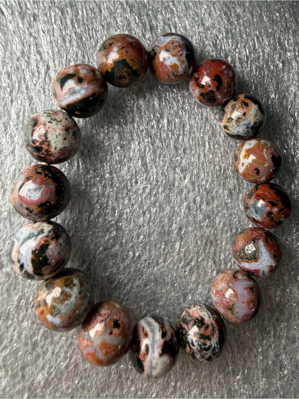 12MM Red Spotted Ocean Jasper Natural Crystal Bracelet